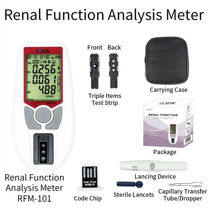 OEM Renal Function Uric Acid Creatinine Urea Analysis Analyzer Meter Finger Blood Test Machine